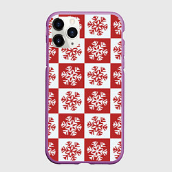Чехол iPhone 11 Pro матовый Шахматные Снежинки, цвет: 3D-фиолетовый