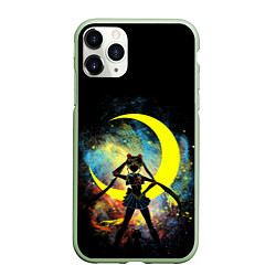 Чехол iPhone 11 Pro матовый Sailormoon Сейлормун на фоне звезд, цвет: 3D-салатовый