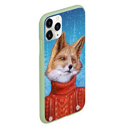 Чехол iPhone 11 Pro матовый НОВОГОДНИЙ ЛИС CHRISTMAS FOX, цвет: 3D-салатовый — фото 2