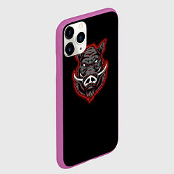 Чехол iPhone 11 Pro матовый Кабан красно-белый, цвет: 3D-фиолетовый — фото 2