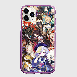 Чехол iPhone 11 Pro матовый ПЕРСОНАЖИ GENSHIN IMPACT ЦВЕТНОЙ, цвет: 3D-фиолетовый