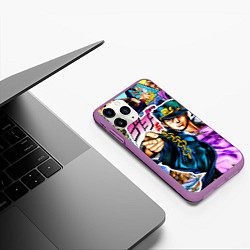 Чехол iPhone 11 Pro матовый Джотаро - JoJos Bizarre Adventure, цвет: 3D-фиолетовый — фото 2