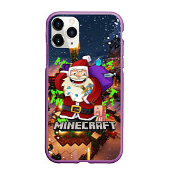 Чехол iPhone 11 Pro матовый НОВОГОДНЯЯ ЁЛКА В МАЙНКРАФТ SANTA CLAUS, цвет: 3D-фиолетовый