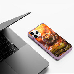 Чехол iPhone 11 Pro матовый DoomGuy in Fire Doom, цвет: 3D-сиреневый — фото 2