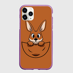 Чехол iPhone 11 Pro матовый Милый кенгуренок в сумке, цвет: 3D-фиолетовый