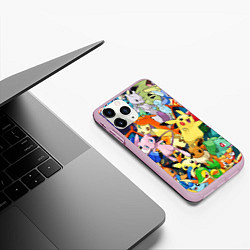 Чехол iPhone 11 Pro матовый АНИМЕ, ПОКЕМОНЫ ВСЕ ПЕРСОНАЖИ POKEMON, цвет: 3D-розовый — фото 2