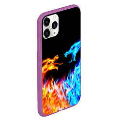 Чехол iPhone 11 Pro матовый FIRE DRAGONS ОГНЕННЫЕ ДРАКОНЫ, цвет: 3D-фиолетовый — фото 2