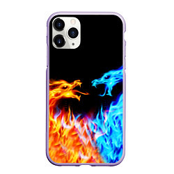 Чехол iPhone 11 Pro матовый FIRE DRAGONS ОГНЕННЫЕ ДРАКОНЫ, цвет: 3D-светло-сиреневый