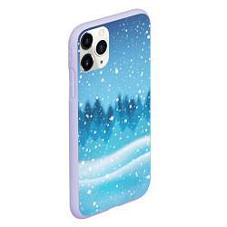 Чехол iPhone 11 Pro матовый ЗИМНИЙ ЛЕС WINTER FOREST, цвет: 3D-светло-сиреневый — фото 2