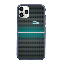 Чехол iPhone 11 Pro матовый Jaguar blue neon theme, цвет: 3D-серый