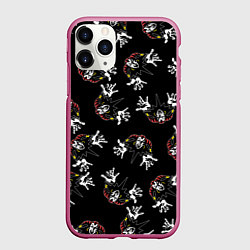 Чехол iPhone 11 Pro матовый КОРОЛЬ И ШУТ ЛОГО ПАТТЕРН, цвет: 3D-малиновый