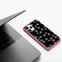 Чехол iPhone 11 Pro матовый КОРОЛЬ И ШУТ ЛОГО ПАТТЕРН, цвет: 3D-малиновый — фото 2