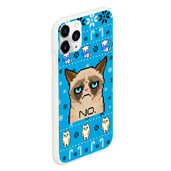 Чехол iPhone 11 Pro матовый Grumpy КОТ МЕМ НОВОГОДНИЙ, цвет: 3D-белый — фото 2