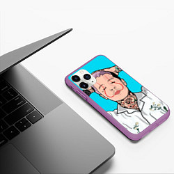 Чехол iPhone 11 Pro матовый Оливер с усами, цвет: 3D-фиолетовый — фото 2