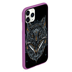 Чехол iPhone 11 Pro матовый ЭТНИЧЕСКАЯ ЛИСА FOX ABSTRACT, цвет: 3D-фиолетовый — фото 2