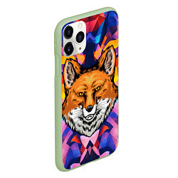 Чехол iPhone 11 Pro матовый АБСТРАКЦИЯ И ГОЛОВА ЛИСЫ FOX HEAD, цвет: 3D-салатовый — фото 2