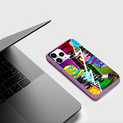 Чехол iPhone 11 Pro матовый Geometry Dash: Parallel Worlds, цвет: 3D-фиолетовый — фото 2
