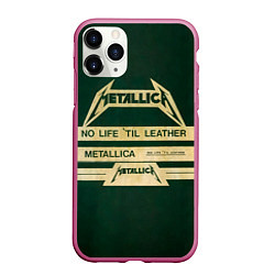 Чехол iPhone 11 Pro матовый No Life til Leather - Metallica, цвет: 3D-малиновый