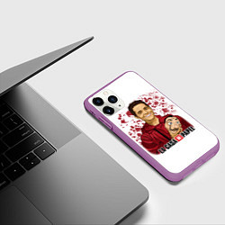 Чехол iPhone 11 Pro матовый ГРАБИТЕЛЬ БУМАЖНЫЙ ДОМ - LA CASA DE PAPEL, цвет: 3D-фиолетовый — фото 2