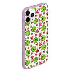 Чехол iPhone 11 Pro матовый Арбузы, много арбузов!, цвет: 3D-сиреневый — фото 2