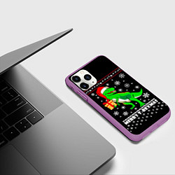 Чехол iPhone 11 Pro матовый Санта Юрского Периода, цвет: 3D-фиолетовый — фото 2