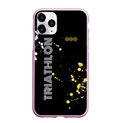 Чехол iPhone 11 Pro матовый Triathlon Триатлон, цвет: 3D-розовый