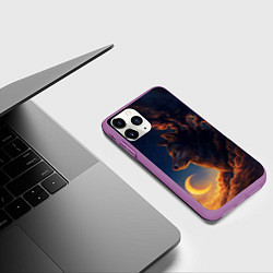 Чехол iPhone 11 Pro матовый Ночной Волк Night Wolf, цвет: 3D-фиолетовый — фото 2