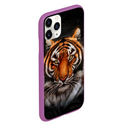 Чехол iPhone 11 Pro матовый Реалистичный тигр Realistic Tiger, цвет: 3D-фиолетовый — фото 2