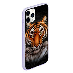 Чехол iPhone 11 Pro матовый Реалистичный тигр Realistic Tiger, цвет: 3D-светло-сиреневый — фото 2