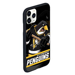 Чехол iPhone 11 Pro матовый Питтсбург Пингвинз, Pittsburgh Penguins, цвет: 3D-черный — фото 2