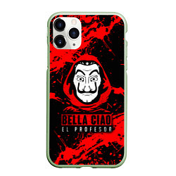 Чехол iPhone 11 Pro матовый БУМАЖНЫЙ ДОМ LA CASA DE PAPEL BELLA CIAO, цвет: 3D-салатовый