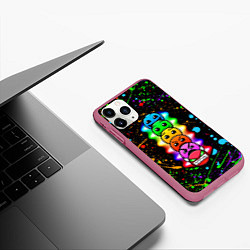 Чехол iPhone 11 Pro матовый Geometry Dash: Splashes of Paint, цвет: 3D-малиновый — фото 2