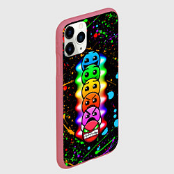 Чехол iPhone 11 Pro матовый Geometry Dash: Splashes of Paint, цвет: 3D-малиновый — фото 2