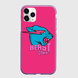 Чехол iPhone 11 Pro матовый Mr Beast Gaming Full Print Pink edition, цвет: 3D-фиолетовый