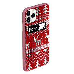 Чехол iPhone 11 Pro матовый Porn Hub новогодний, цвет: 3D-малиновый — фото 2
