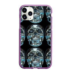 Чехол iPhone 11 Pro матовый Skulls pattern 2028, цвет: 3D-фиолетовый