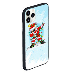 Чехол iPhone 11 Pro матовый Santa Dabbing в гирлянде, цвет: 3D-черный — фото 2