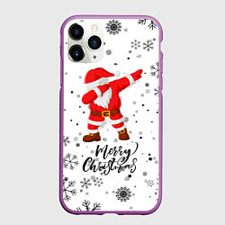 Чехол iPhone 11 Pro матовый Santa Dabbing идет снег, цвет: 3D-фиолетовый