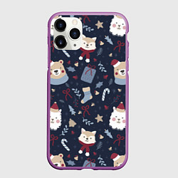 Чехол iPhone 11 Pro матовый Забавный Новый Год 2022, цвет: 3D-фиолетовый