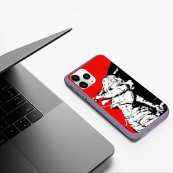 Чехол iPhone 11 Pro матовый Микаса в красно черном цвете, цвет: 3D-серый — фото 2