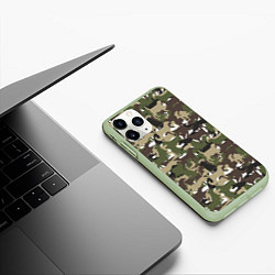 Чехол iPhone 11 Pro матовый Камуфляж из Собак Camouflage, цвет: 3D-салатовый — фото 2