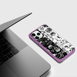Чехол iPhone 11 Pro матовый THE WITCHER LOGOOMBING ВЕДЬМАК ПАТТЕРН, цвет: 3D-фиолетовый — фото 2