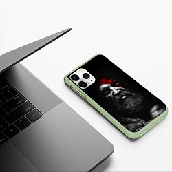 Чехол iPhone 11 Pro матовый ЛИЦО КРАТОСА, БОГ ВОЙНЫ GOD OF WAR, цвет: 3D-салатовый — фото 2