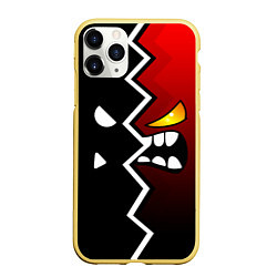 Чехол iPhone 11 Pro матовый Geometry Dash: Black x Red, цвет: 3D-желтый