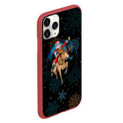 Чехол iPhone 11 Pro матовый Олень и Santa, цвет: 3D-красный — фото 2