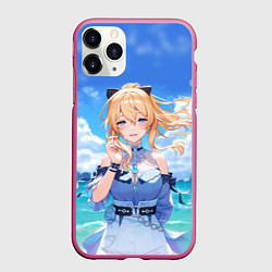 Чехол iPhone 11 Pro матовый ДЖИНН НА ПЛЯЖЕ JEAN GENSHIN, цвет: 3D-малиновый