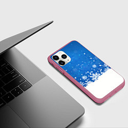 Чехол iPhone 11 Pro матовый Снежинки - С Новым Годом, цвет: 3D-малиновый — фото 2