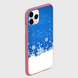 Чехол iPhone 11 Pro матовый Снежинки - С Новым Годом, цвет: 3D-малиновый — фото 2
