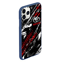 Чехол iPhone 11 Pro матовый Toyota - Следы шин, цвет: 3D-тёмно-синий — фото 2