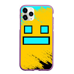 Чехол iPhone 11 Pro матовый GEOMETRY DASH SMILE БРЫЗГИ КРАСОК, цвет: 3D-фиолетовый